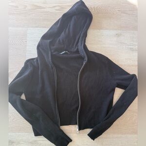 Brandy Melville Cropped Ribbed Knit Zip Up Size Small